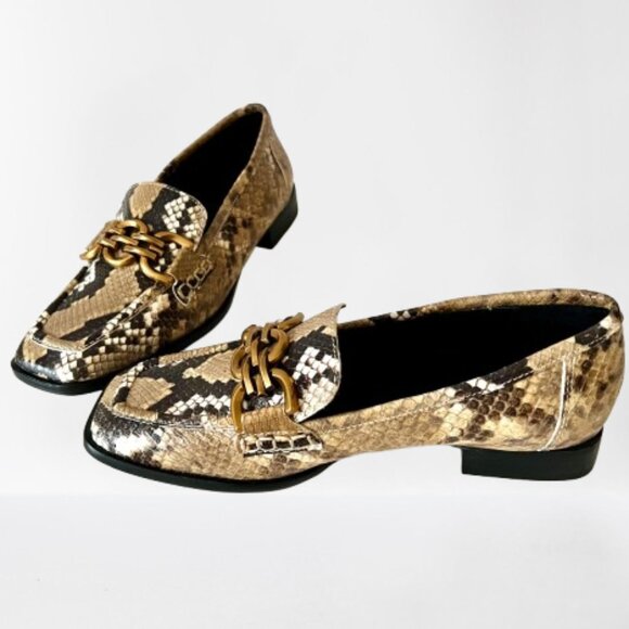 NEW Zara Animal Print 100% Leather Snakeskin Loafers, Size EU 37 - Picture 2 of 16